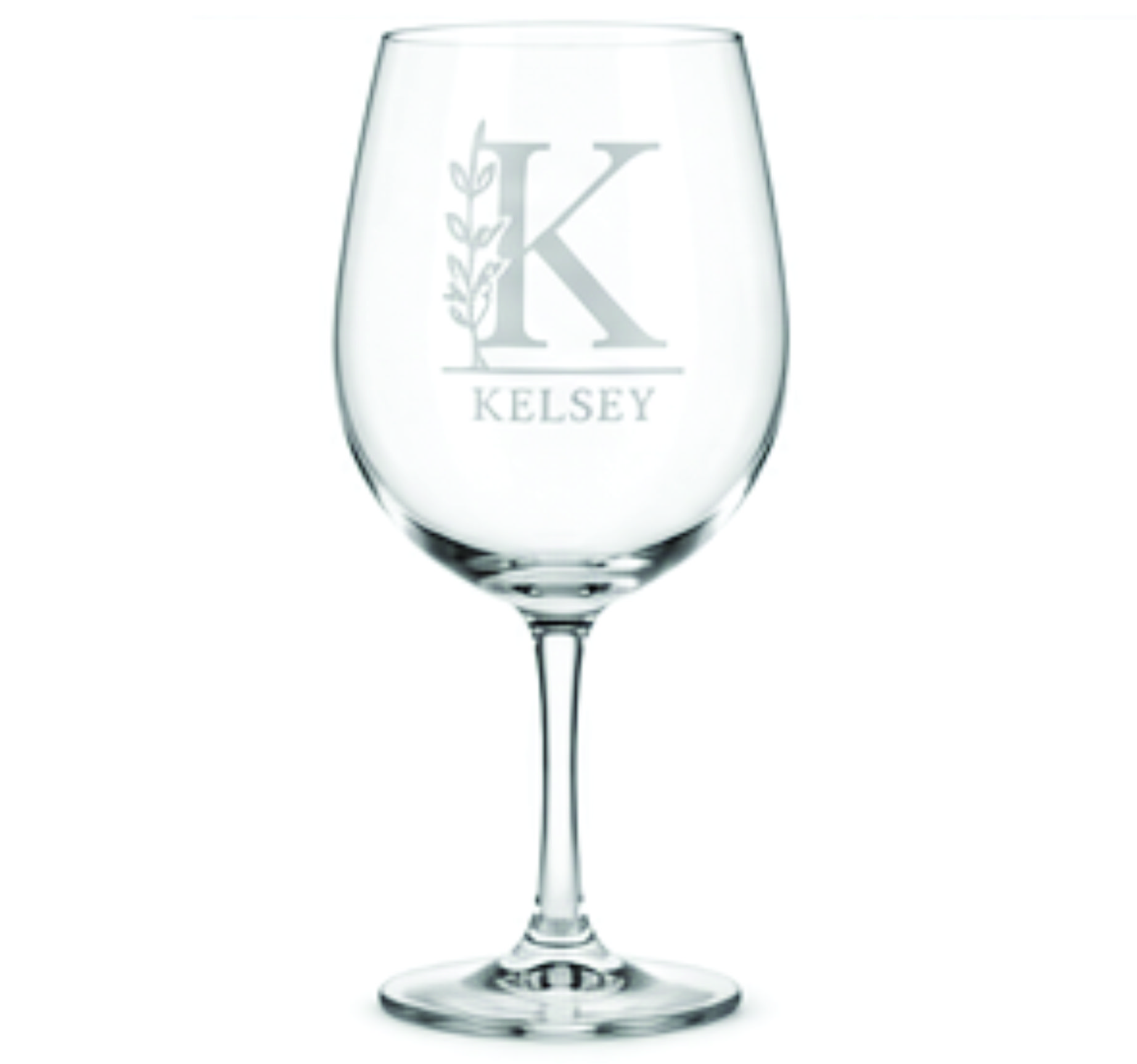 Laser engraved wine glass