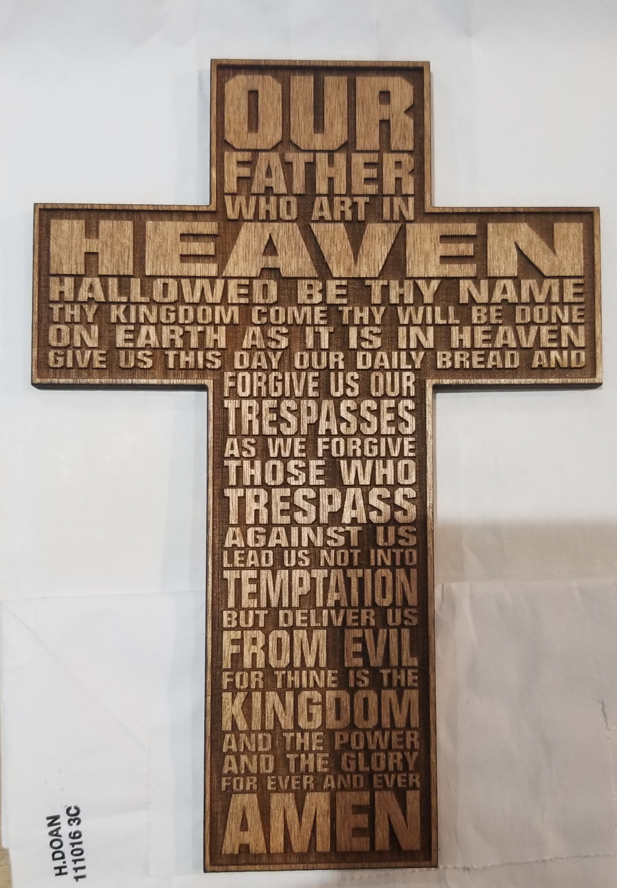 Laser engraved crosses